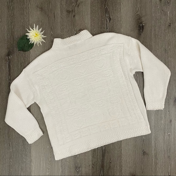 Vintage 90's White Stag Mock-Neck Ivory Sweater - Picture 9 of 12